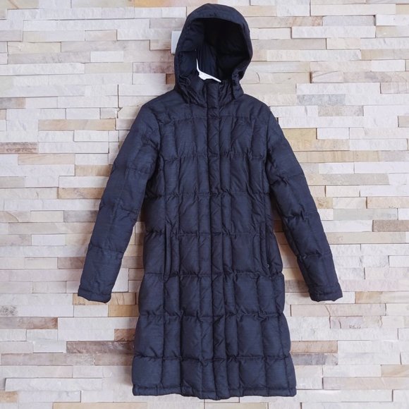North Face Womens Medium Down Parka Puffer Jacket Long Winter Navy Blue Coat M